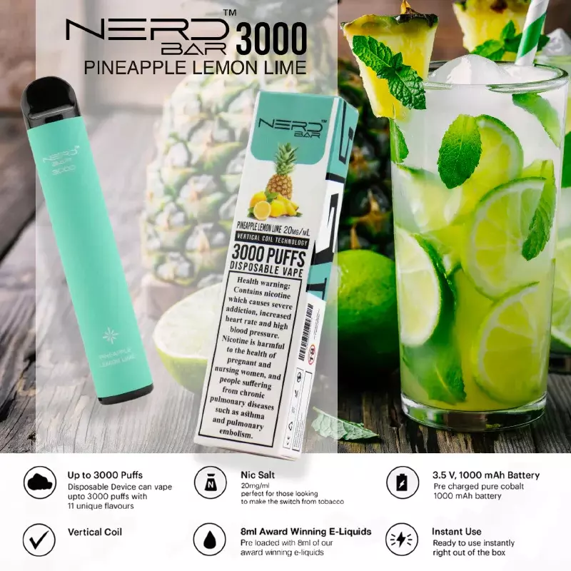 پاد یکبار مصرف نرد اناناس لیمو NERD pineapple lemon lime 3000