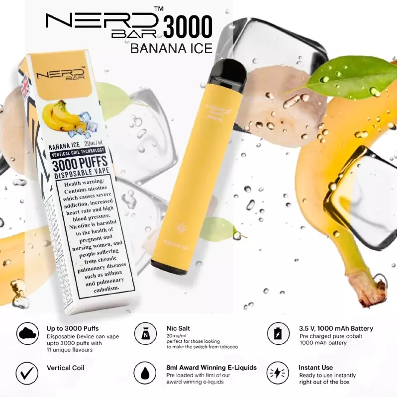 پاد یکبار مصرف نرد موز یخ NERD Banana Ice 3000